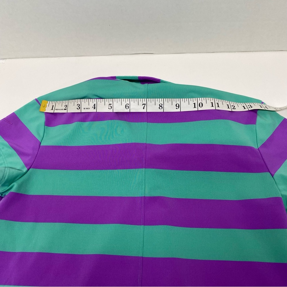 Nike Golf Collared Shirt Kids Large Striped Short Sleeve Purple Green Casual - Picture 6 of 9